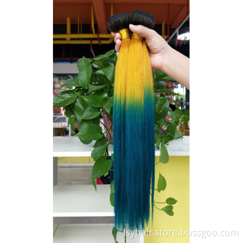 Custom Color 2 Tones 3 Tones Ombre Color 1B Pink Purple Blue Red Green Grey Yellow 100% Human Hair Weave Bundles